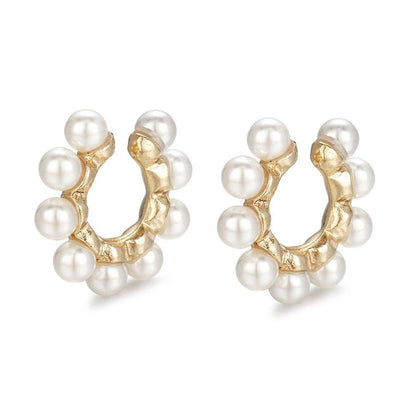 Pearl clip earrings with ear cartilage clips
