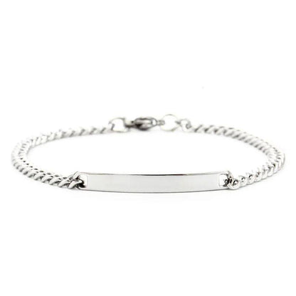 Custom Engraved Stainless Steel Bracelet with CZ Pendant