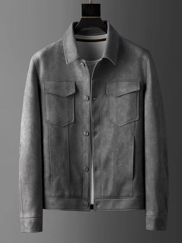 Men's Suede Lapel Jacket Casual Business Style