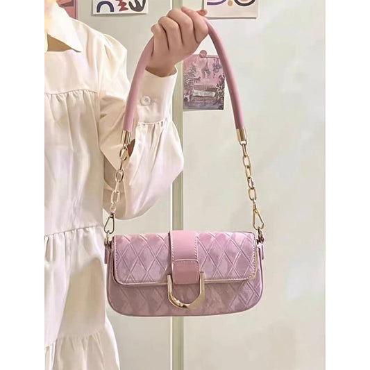 High texture simple temperament chain small square bag