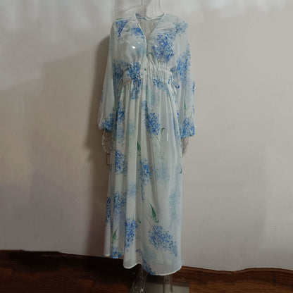 Floral Print Chiffon Bohemian Dress