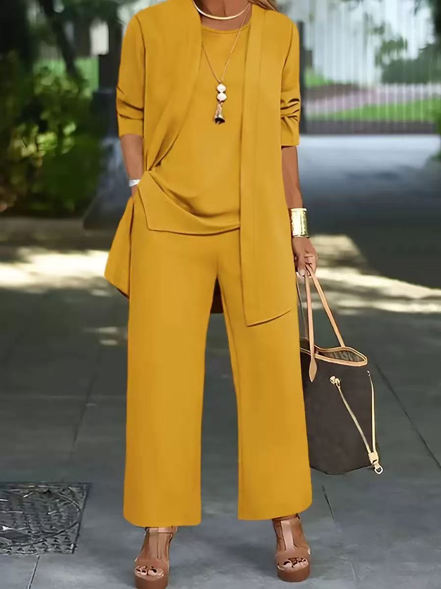 Women's Solid Color Three-Piece Casual Suit