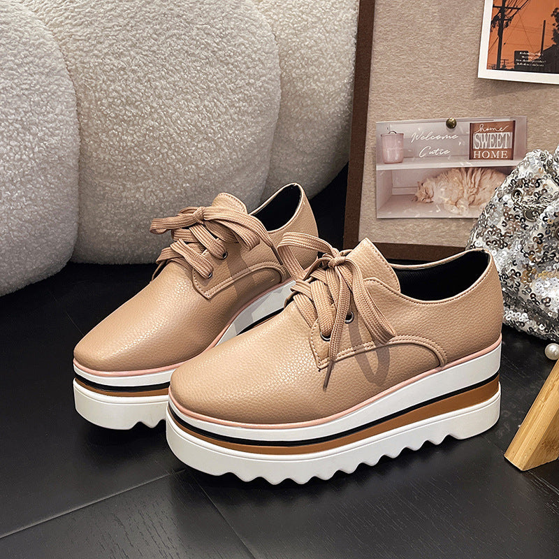 Striped loafers with lace-up straps