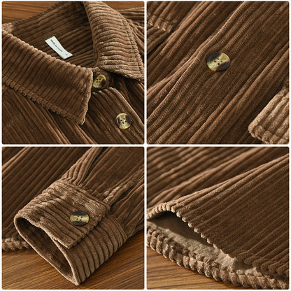 Men's Corduroy Long Sleeve Shirt Casual Loose Jacket