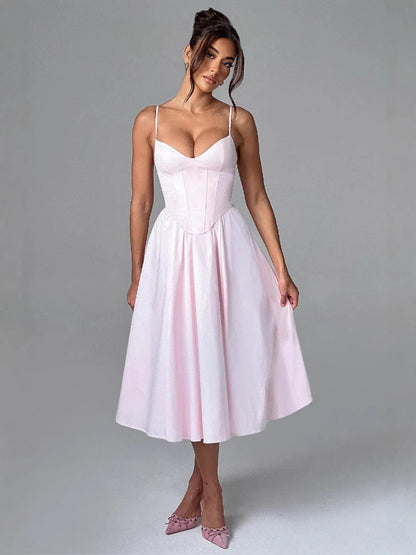 French Retro Sleeveless Fishbone Dress