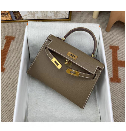 Genuine Leather Mini Kelly Crossbody Bag