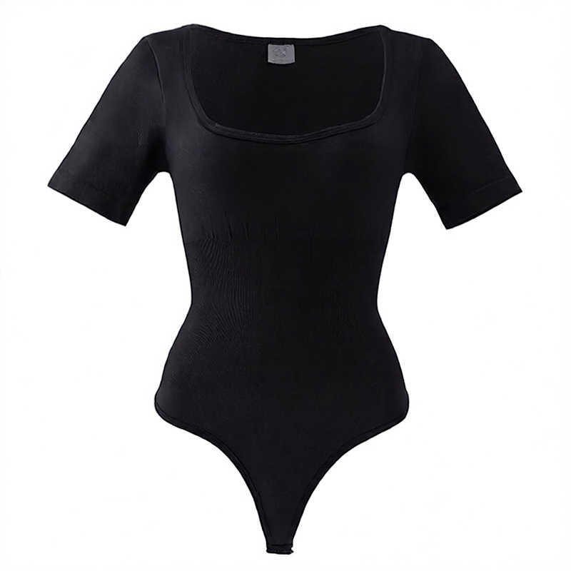 Square-neck short-sleeved thong shaping pants