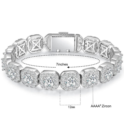 Cuban Chain Zircon Tennis Bracelet for Men and Women