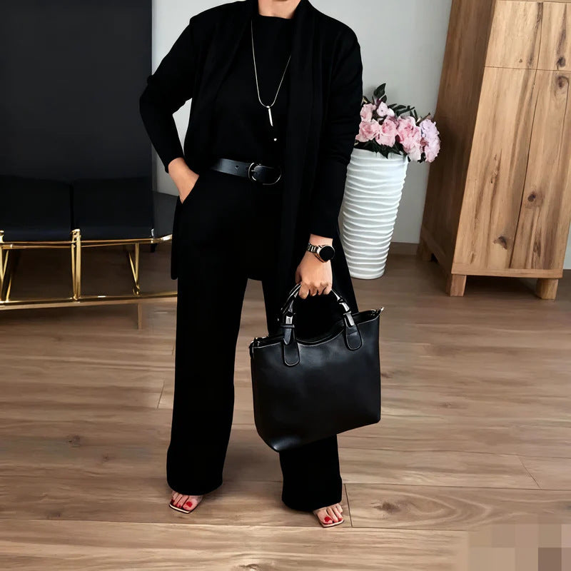 Women's Solid Color Knit Three-Piece Set