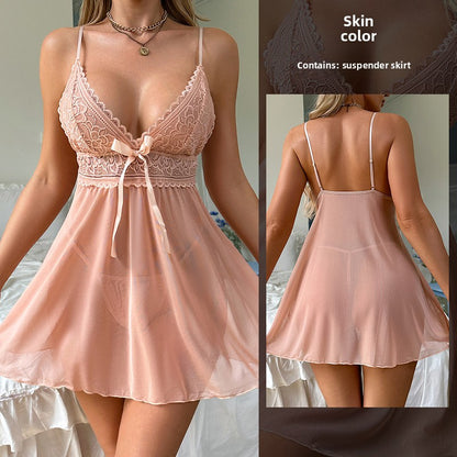Sexy net-sheer see-through nightgown for women