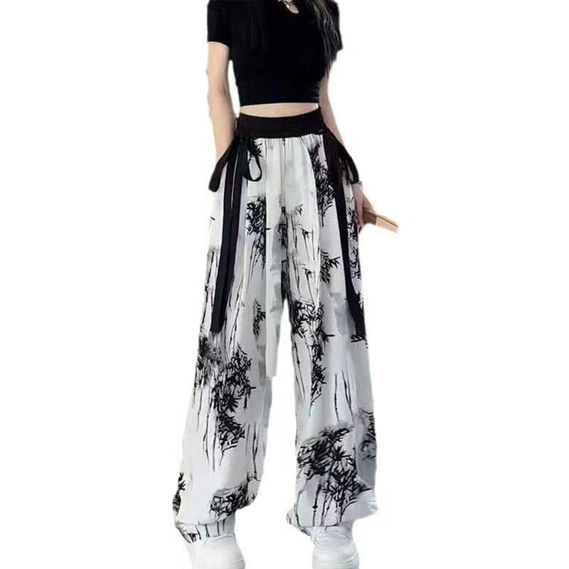 Women's wide-leg ice silk pants