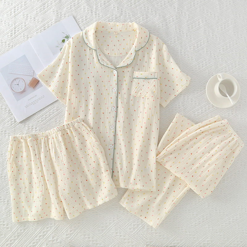Cotton Three-Piece Pajama Set