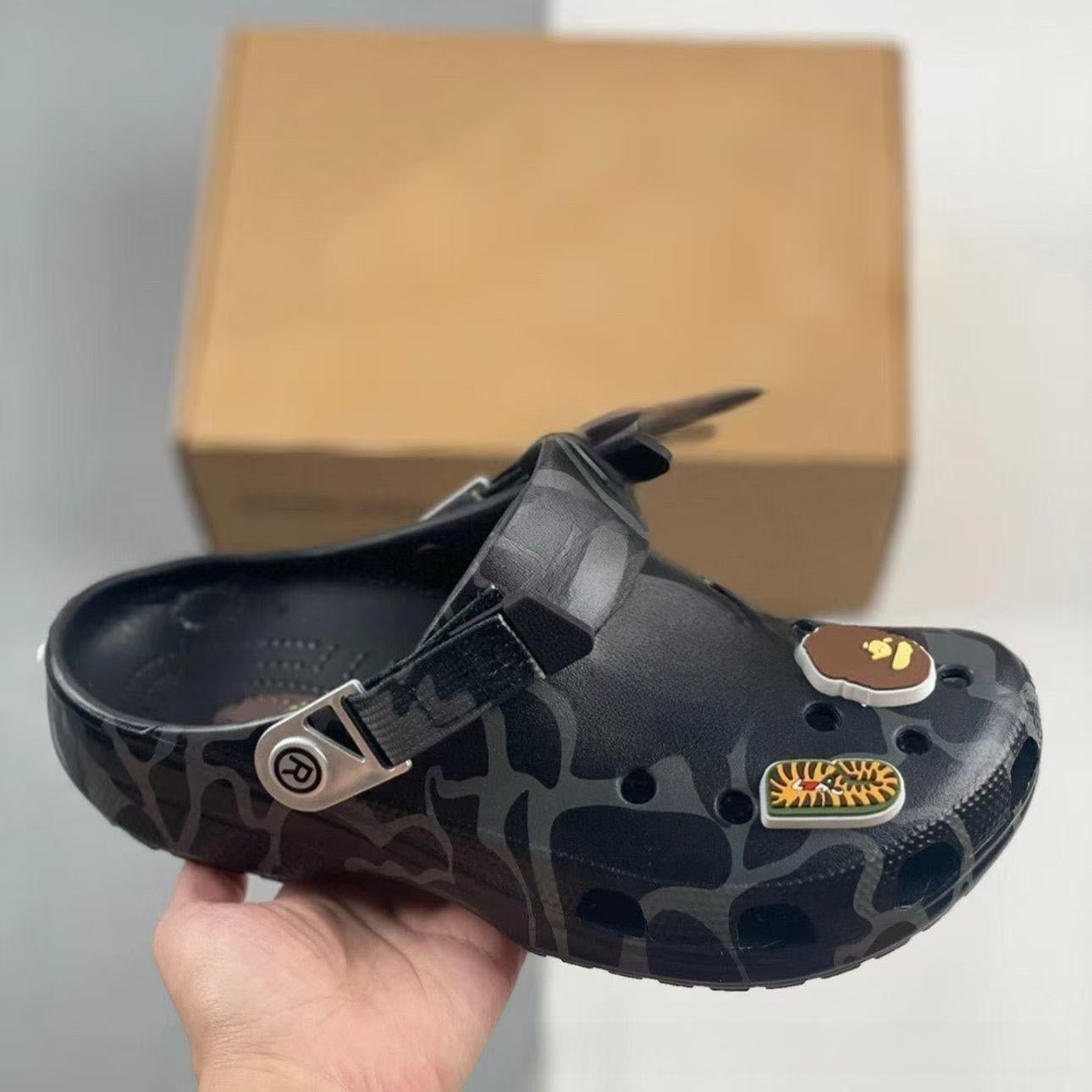 Camouflage dopamine cartoon crocs