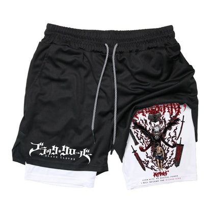 Anime Print Double Layer Casual Shorts