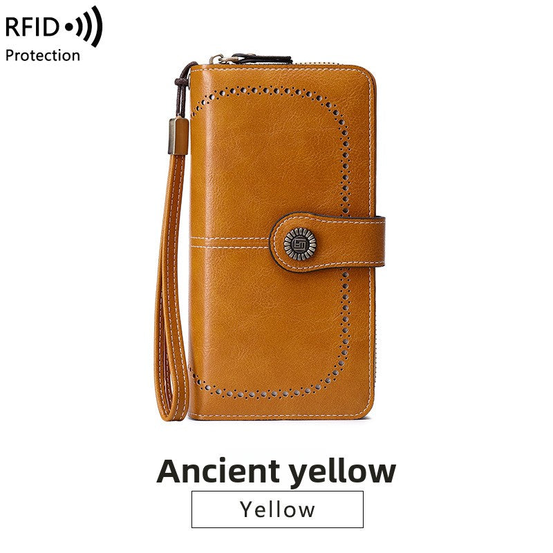 Long-style zipper anti-magnetic wallet