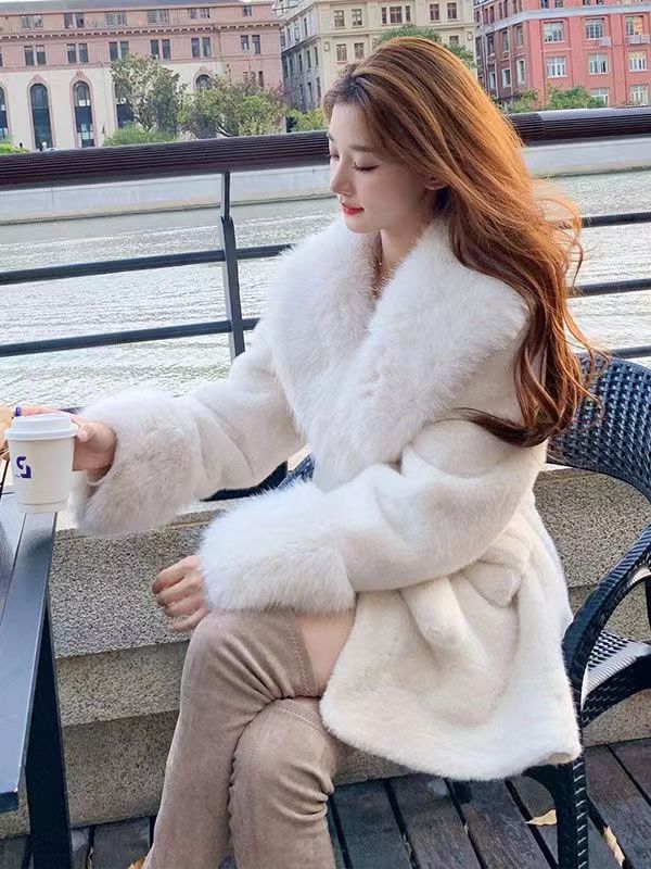 Womens Long Fur Collar Coat