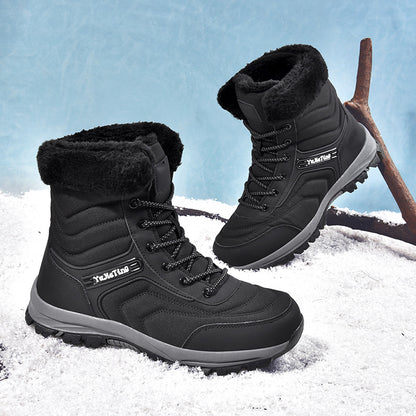 Thick-fabric insulated snow boots