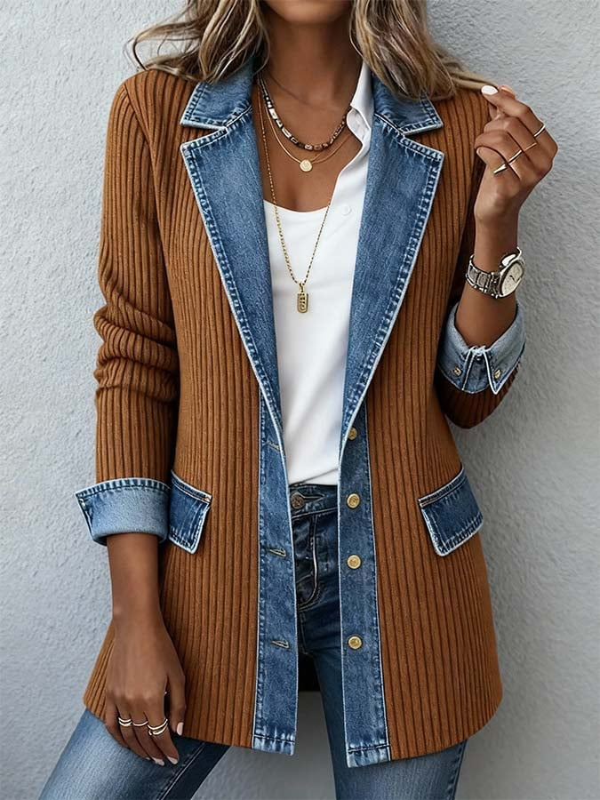 Women's Elegant Long Sleeve Patchwork Jacket