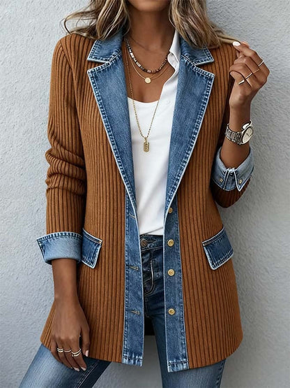 Women's Elegant Long Sleeve Patchwork Jacket
