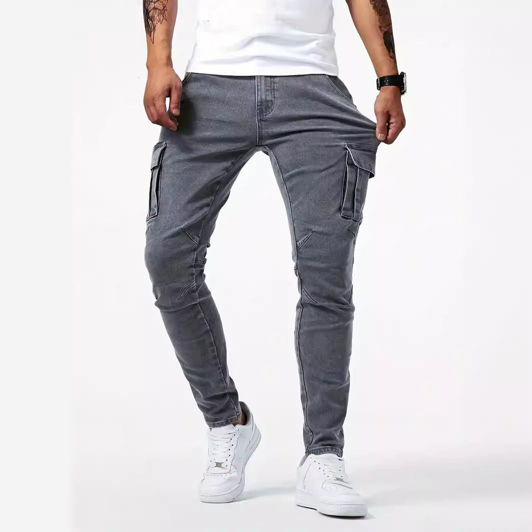 Men's Cotton Casual Cargo Pants with Multiple Pockets