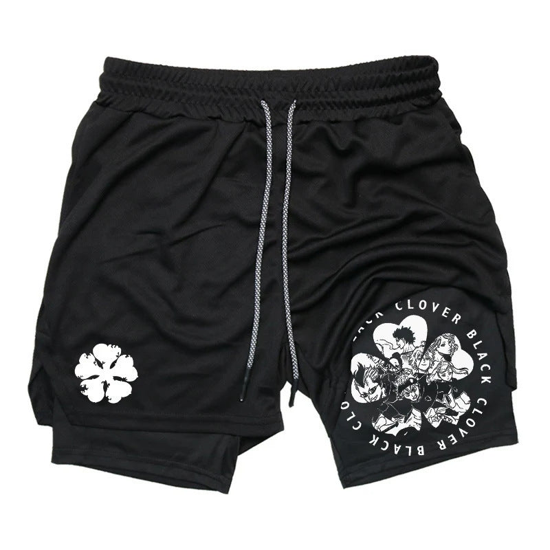 Anime Print Double Layer Casual Shorts
