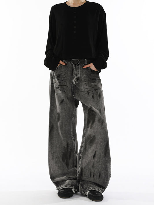 Retro loose-fitting casual wide-leg pants