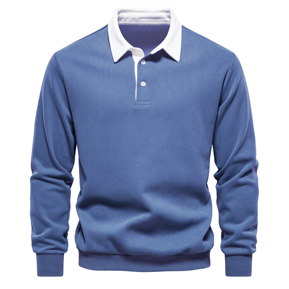 Mens Long Sleeve Polo Collar Sweatshirt