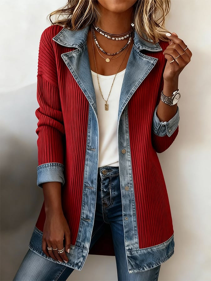 Women's Elegant Long Sleeve Patchwork Jacket