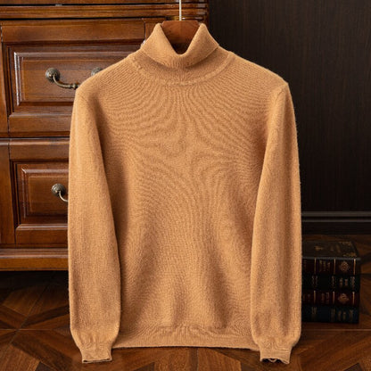 Classic versatile thick wool sweater with round V-neck