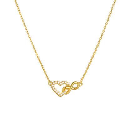 Sterling Silver Heart Infinity Clavicle Necklace