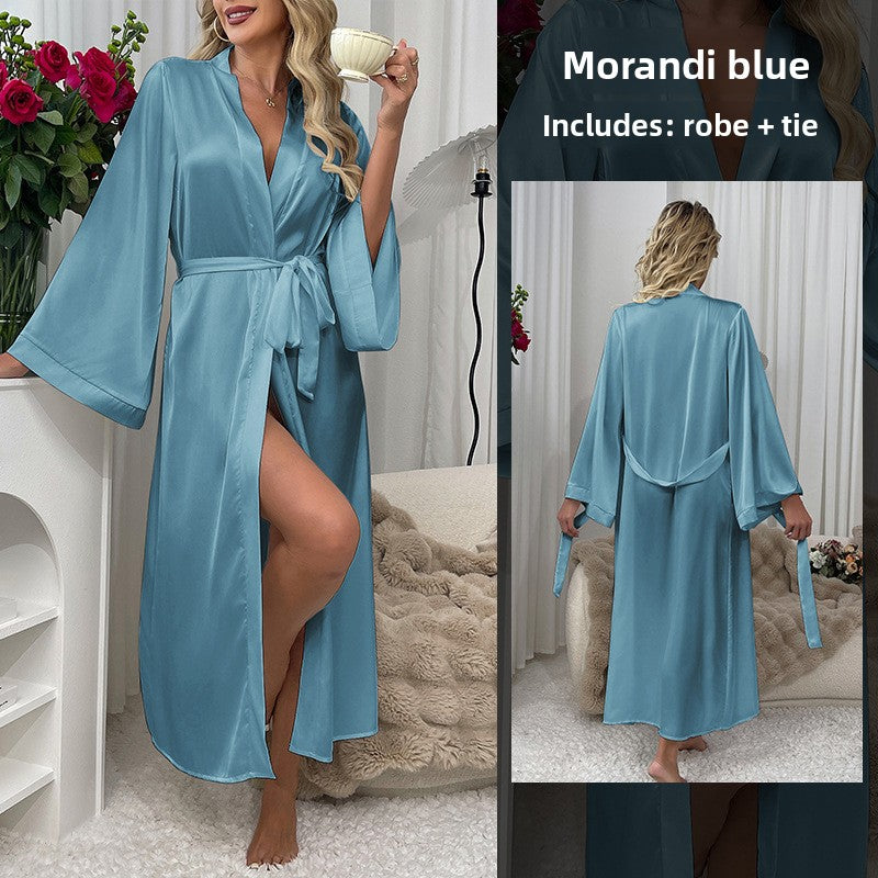 Women's long sexy bathrobe, pajamas, nightgown, home wear