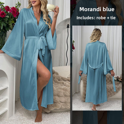 Women's long sexy bathrobe, pajamas, nightgown, home wear