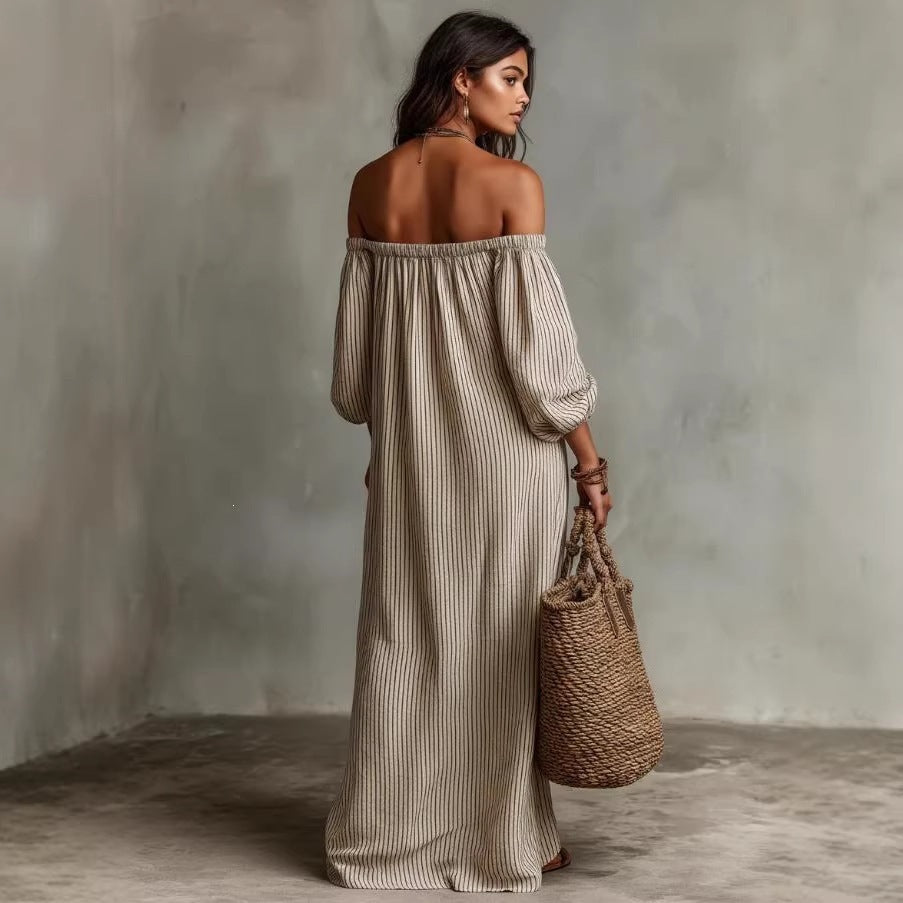 One Shoulder Striped Summer Dress