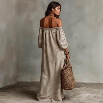 One Shoulder Striped Summer Dress