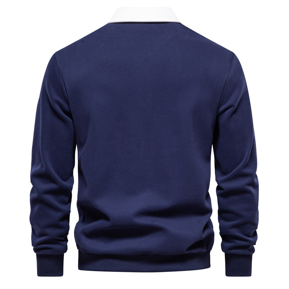 Mens Long Sleeve Polo Collar Sweatshirt