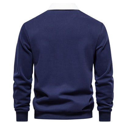 Mens Long Sleeve Polo Collar Sweatshirt