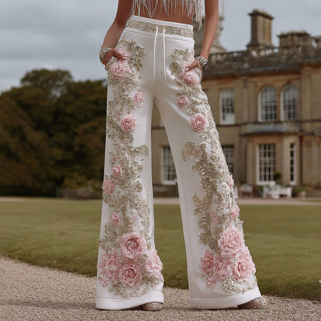 Wide Leg Straight Pants with Side Panels