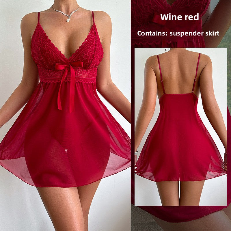 Sexy net-sheer see-through nightgown for women