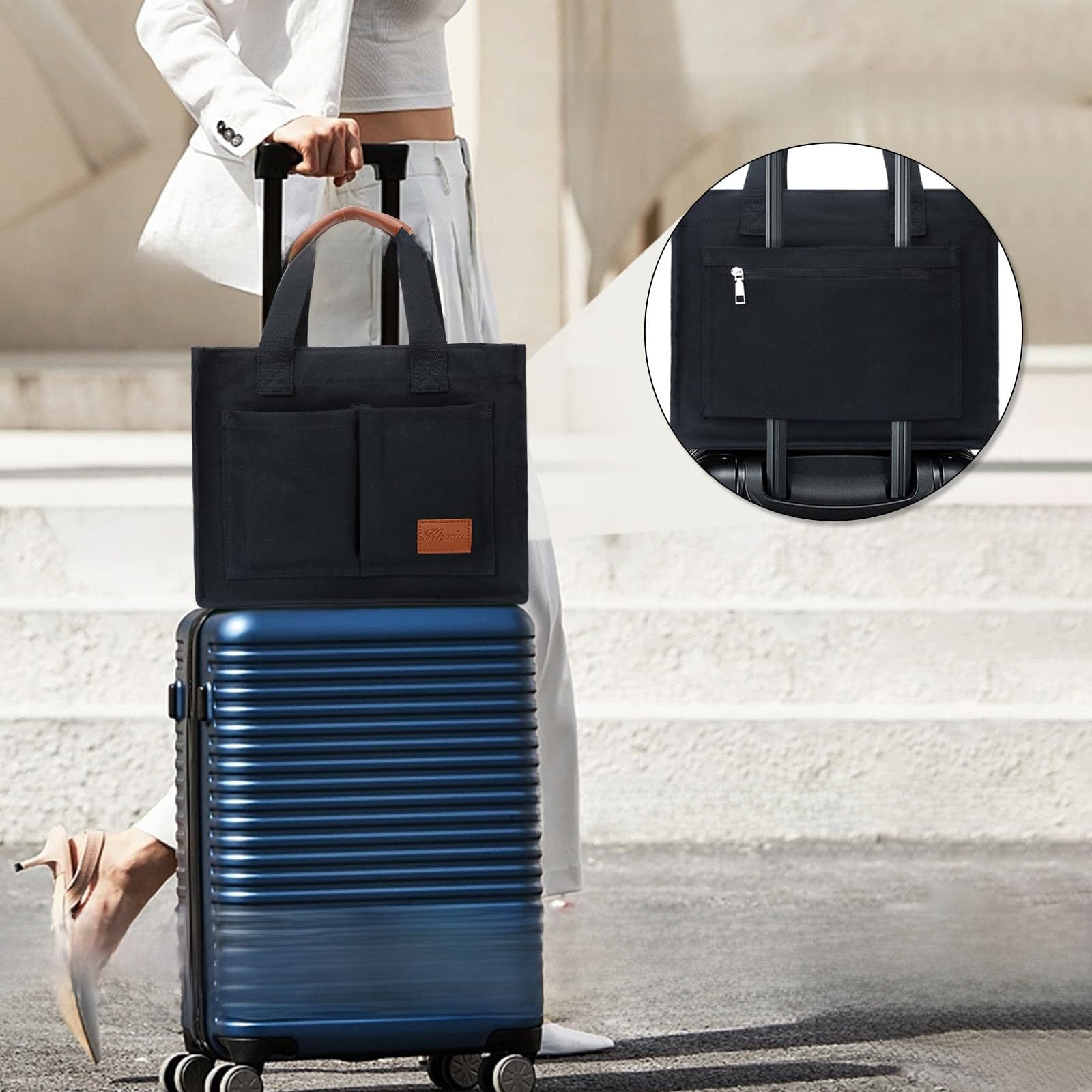 Artistic canvas large-capacity multi-layer single-shoulder bag