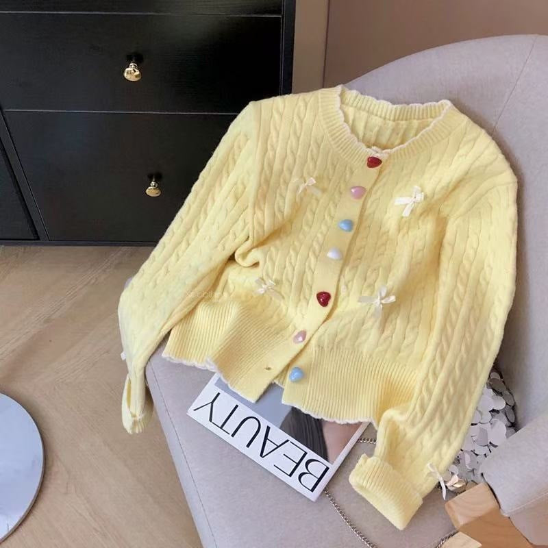 Women's round neck knitted cardigan