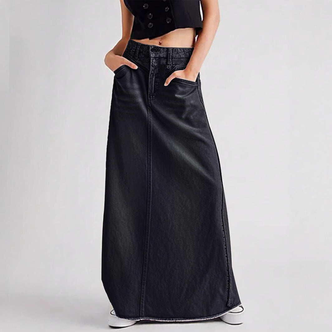 Retro denim skirt for women