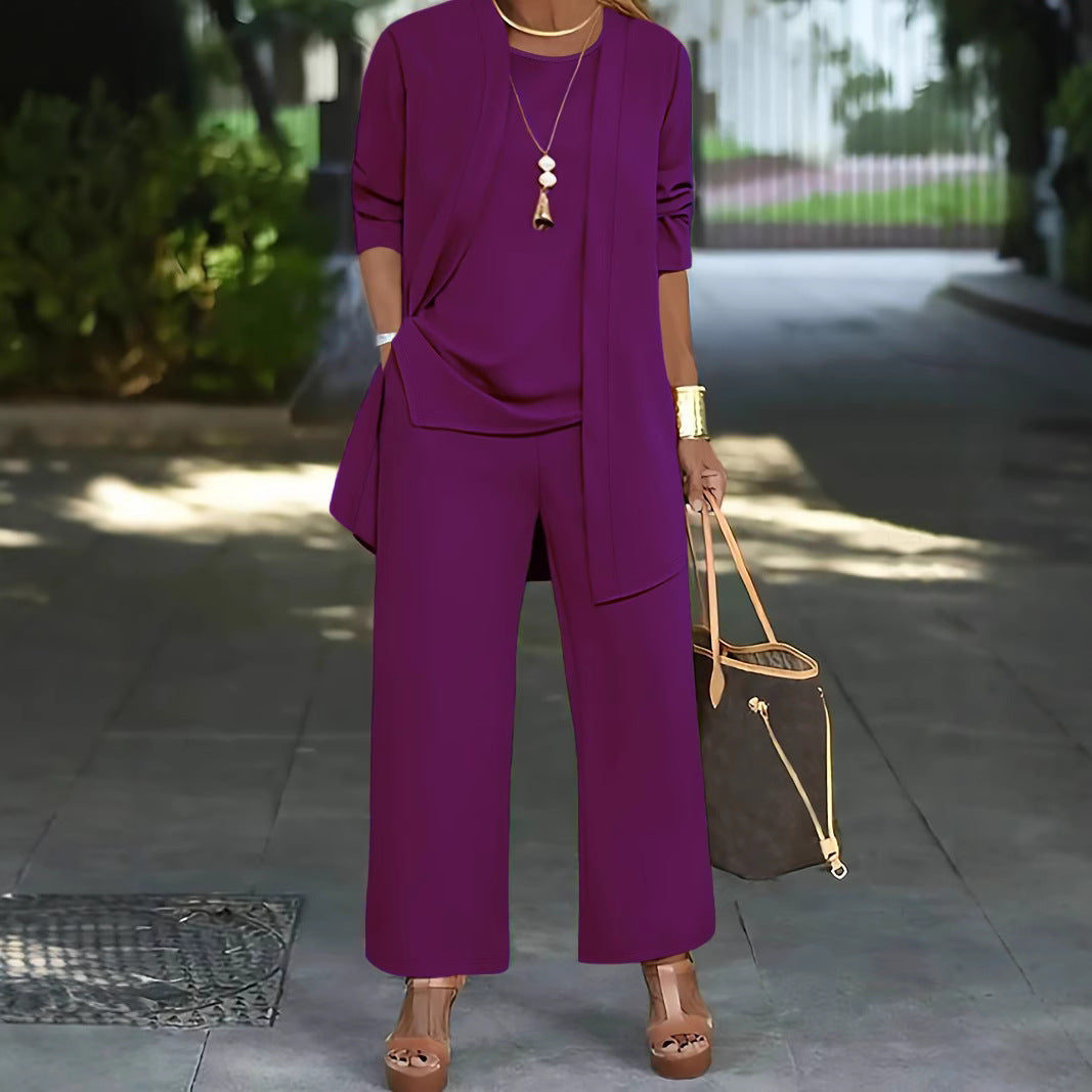 Women's Solid Color Three-Piece Casual Suit