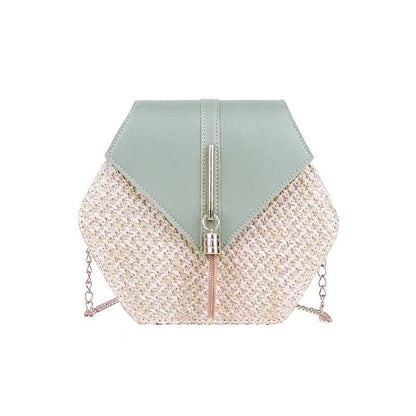 Women's Straw Woven Crossbody Bag with Tassel