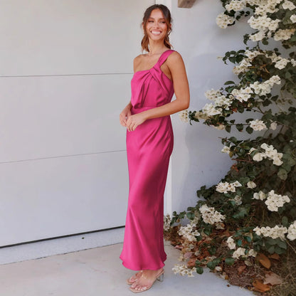 Sleeveless Satin Fishtail Evening Dress