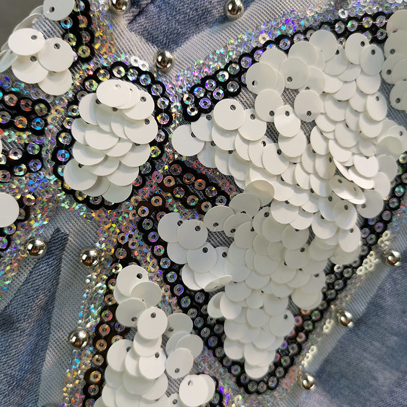 Beaded Denim Capris Shorts