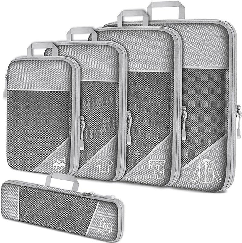 Cross-Border Compressed Travel Five-Piece Storage Bag Waterproof Extended Mesh Clothing Home Luggage Four-Piece Storage Bag