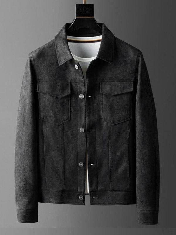 Men's Suede Lapel Jacket Casual Business Style