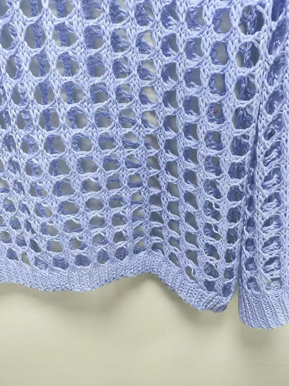 Hollow Out Knit Sun Protection Shirt
