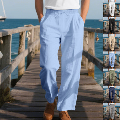 Men's Linen Wide-Leg Casual Trousers