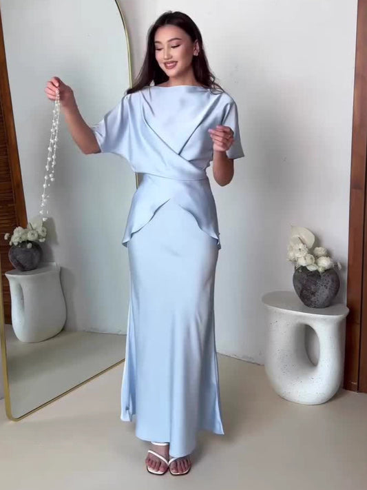 Women's Solid Color Fishtail Dress Set